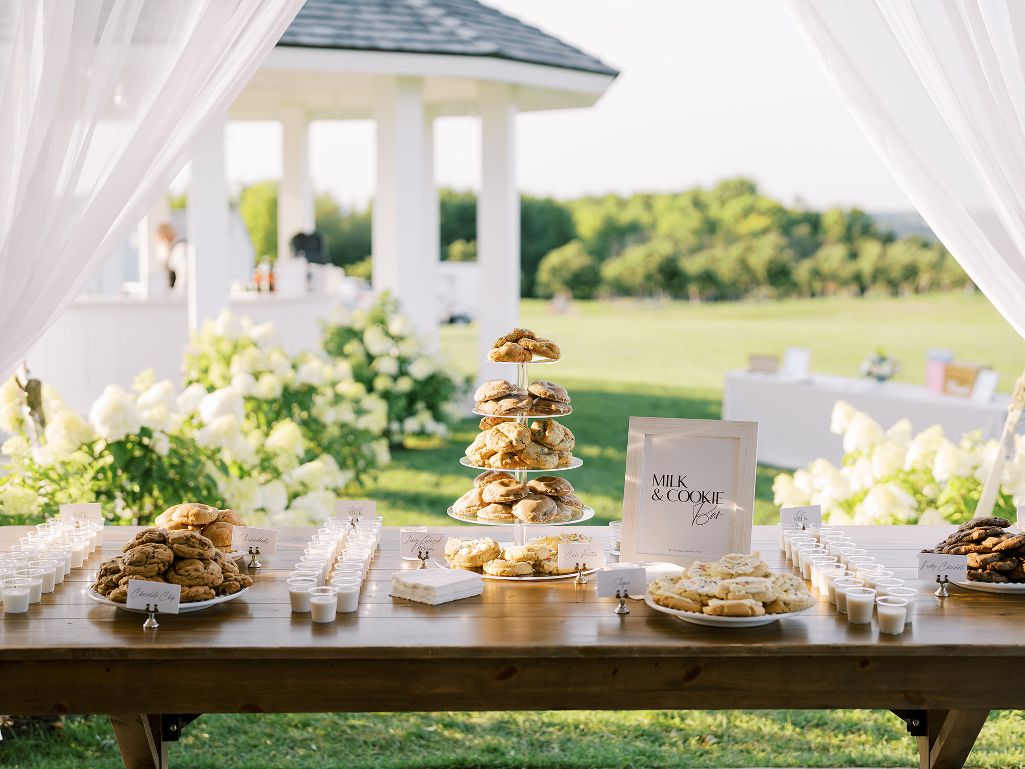 Milk and cookie station for Abby & Jake's Bay View Wedding