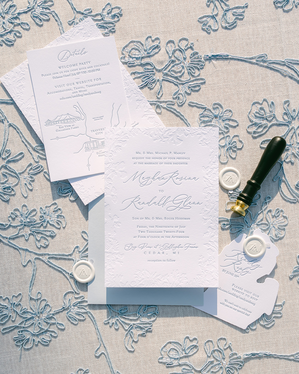 meg & randy stationary for their wedding at bay view wedding